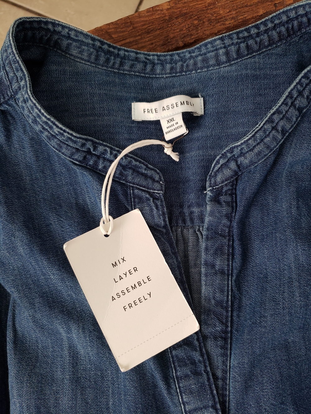 Free Assembly Relaxed Blue Denim-Style Long Sleeve Tunic Dress Size XXL - Picture 11 of 11